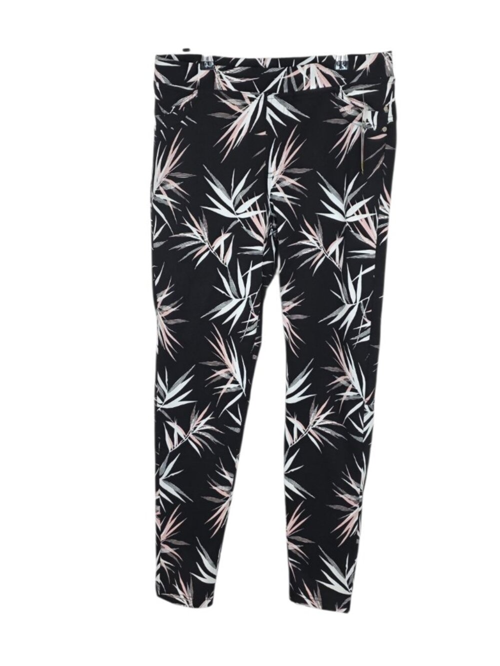 Lilly Morgan Stretch Pull On Pants, Leaf Print, Size Medium
